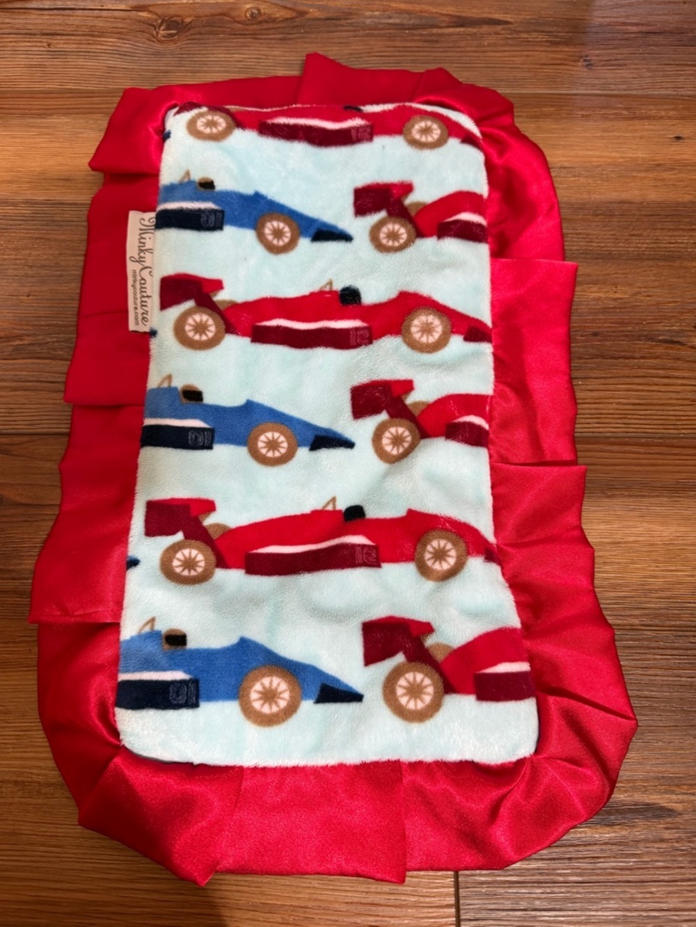 Minky Couture Race Car minky hugs blanket